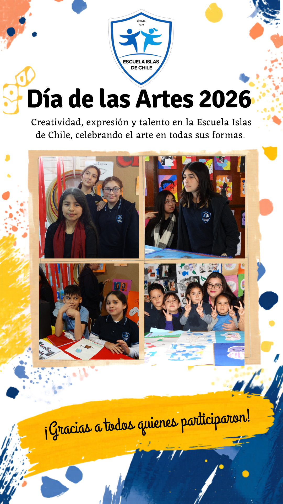 día de las artes 2025 collage with brushstrokes
